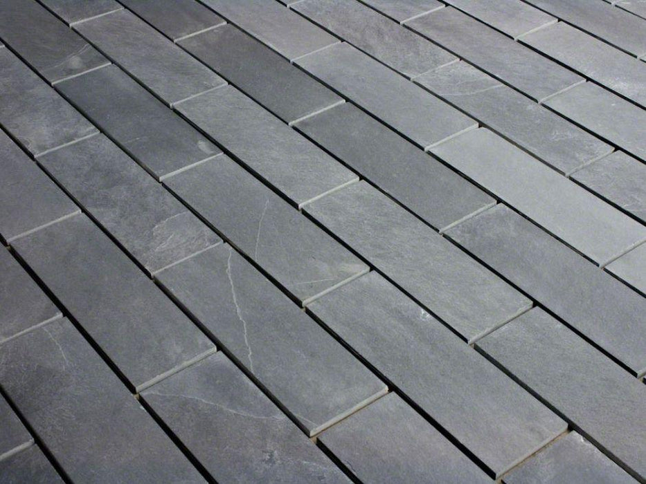 Full Tile Sample - Montauk Black Slate Tile - 16" x 16" x 3/8" Natural Cleft Face, Gauged Back