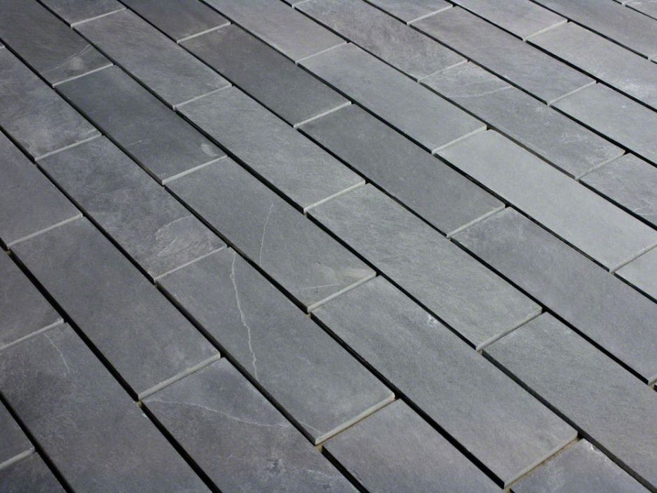 Full Tile Sample - Montauk Black Slate Tile - 6" x 24" x 3/8" Natural Cleft Face, Gauged Back