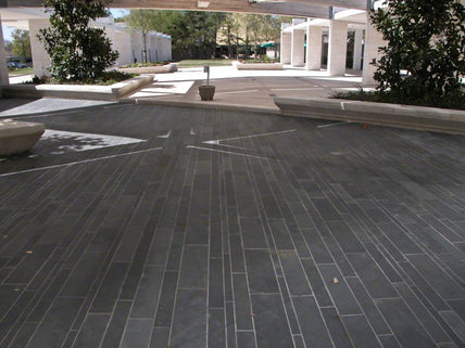 Montauk Black Slate Natural Cleft Face, Gauged Back Tile - 6" x 6" x 3/8"