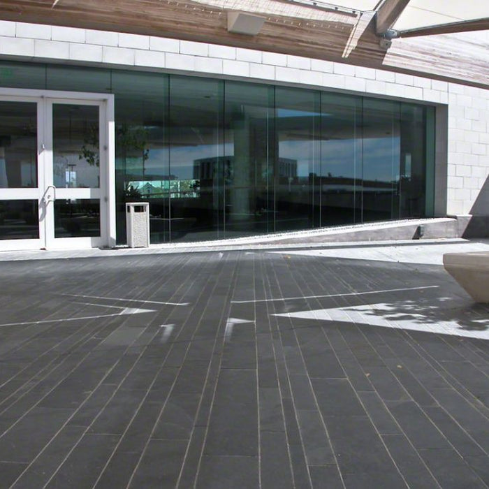 Montauk Black Slate Natural Cleft Face, Gauged Back Tile - 6" x 12" x 3/8"