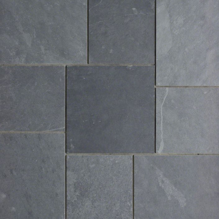 Montauk Black Slate Natural Cleft Face, Gauged Back Tile - 4" x 4" x 3/8"