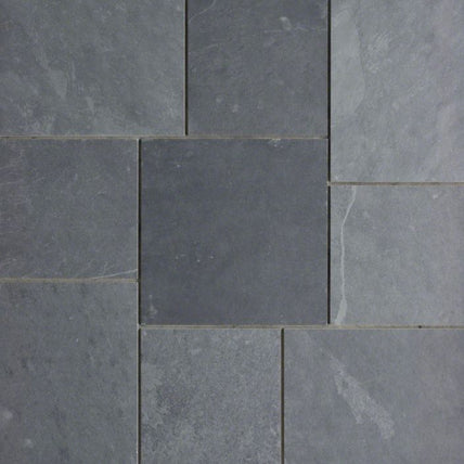 Montauk Black Slate Natural Cleft Face, Gauged Back Tile - 4" x 4" x 3/8"