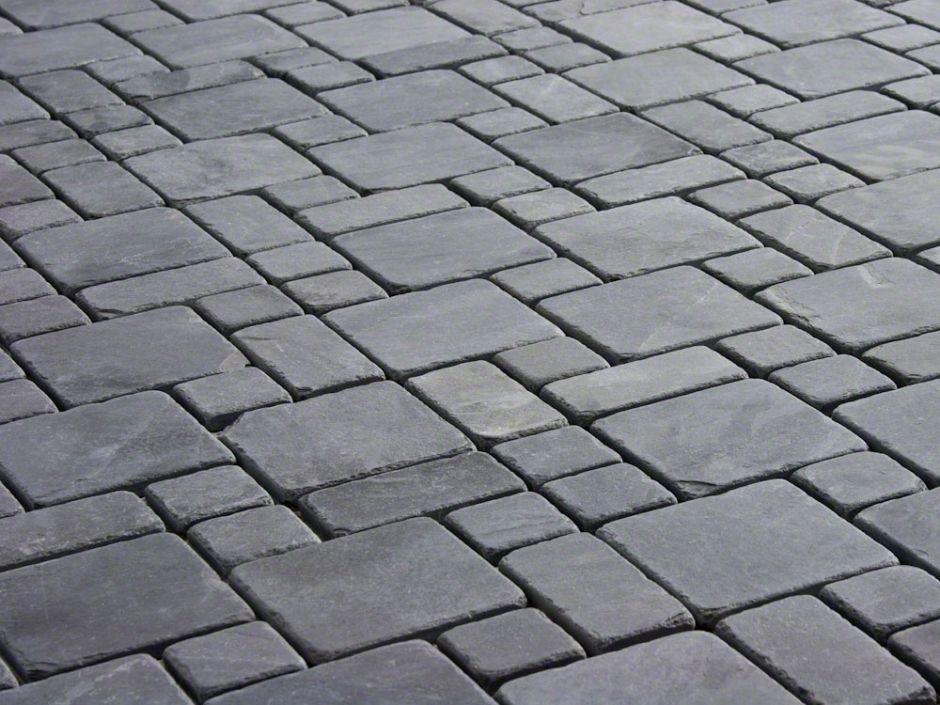Full Tile Sample - Montauk Black Slate Tile - 3" x 12" x 3/8" Tumbled