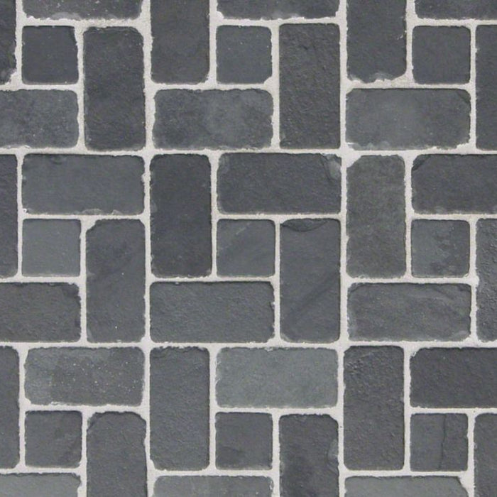 Montauk Black Slate Tumbled Tile - 6" x 6" x 3/8"