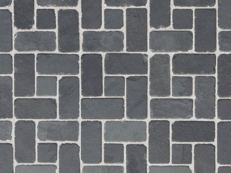 Montauk Black Slate Tumbled Tile - 6" x 6" x 3/8"