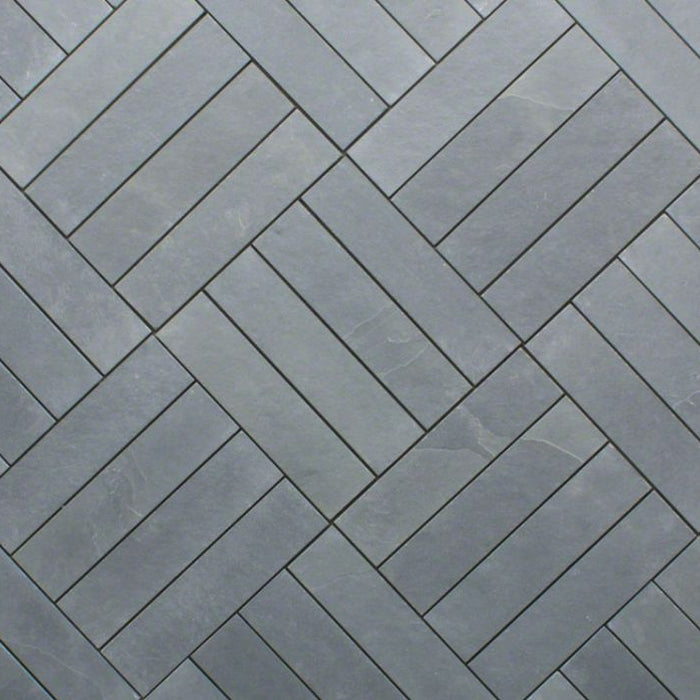 Montauk Blue Slate Natural Cleft Face, Gauged Back Tile - 8" x 24" x 3/8"