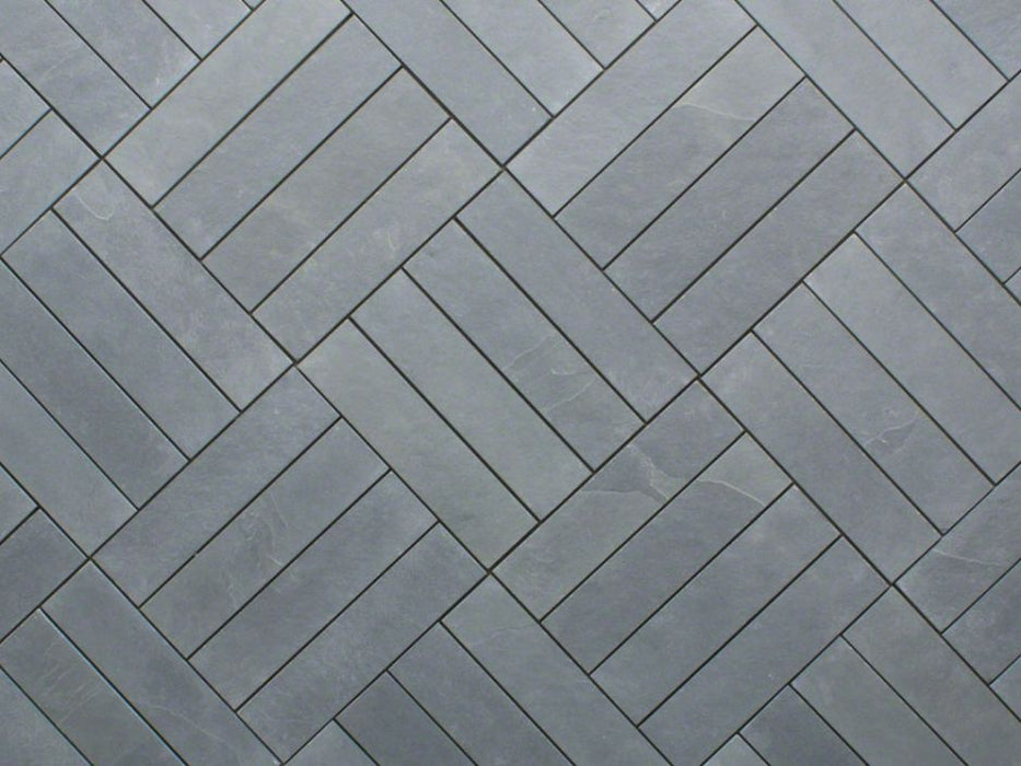 Montauk Blue Slate Natural Cleft Face, Gauged Back Tile - 8" x 24" x 3/8"