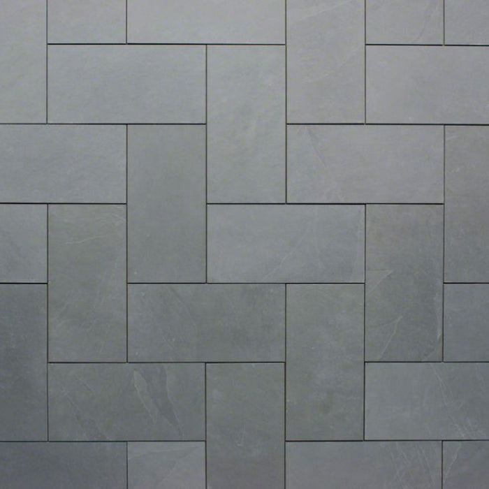 Montauk Blue Slate Natural Cleft Face, Gauged Back Tile - 4" x 12" x 3/8"