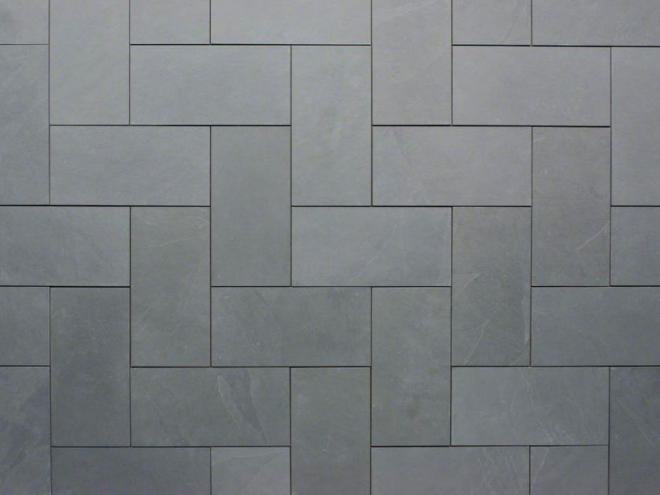 Montauk Blue Slate Natural Cleft Face, Gauged Back Tile - 4" x 12" x 3/8"