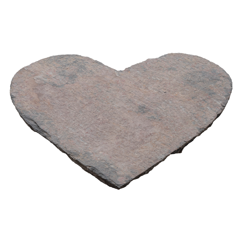 Multi Color Classic Heart Natural Cleft Slate Stepping Stone - 15" x 18" x +/- 1 1/2"