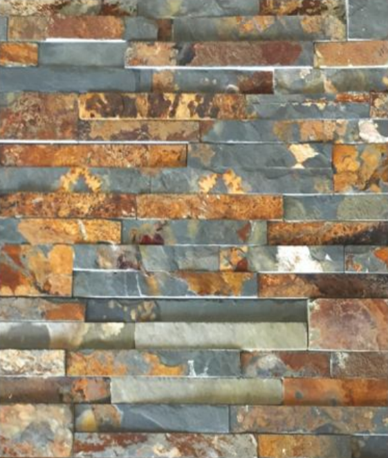 Multi Color Natural Cleft Slate Ledgestone - 6" x 24" x +/- 3/4"
