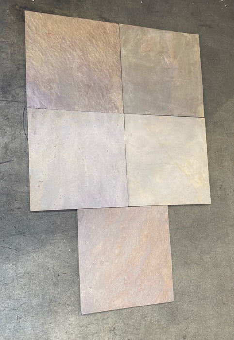 Multi Pink Gauged Slate Tile - 16" x 16"
