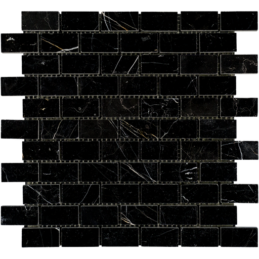 Nero Marquina Marble Mosaic - 1" x 2" Brick Polished