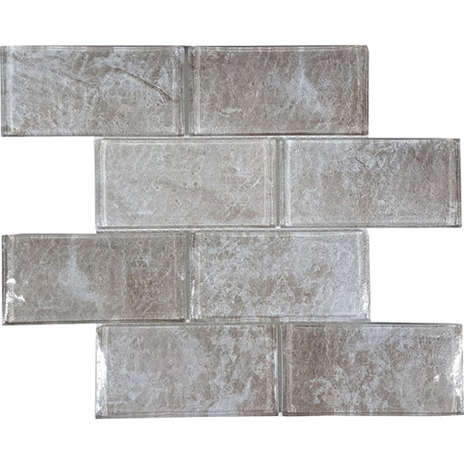 Full Sheet Sample - Revere Natural Convex Deco Brick Glass Mosaic - 3" x 6" Glossy & Matte