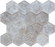 Full Sheet Sample - Revere Natural Deco Hexagon Glass Mosaic - 3" Glossy & Matte