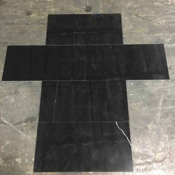 Nero Marquina Marble Tile - Honed