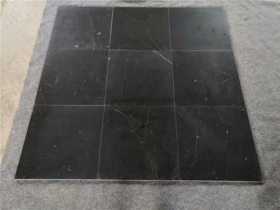 Nero Marquina Marble Tile - 12" x 12" x 3/8" Honed