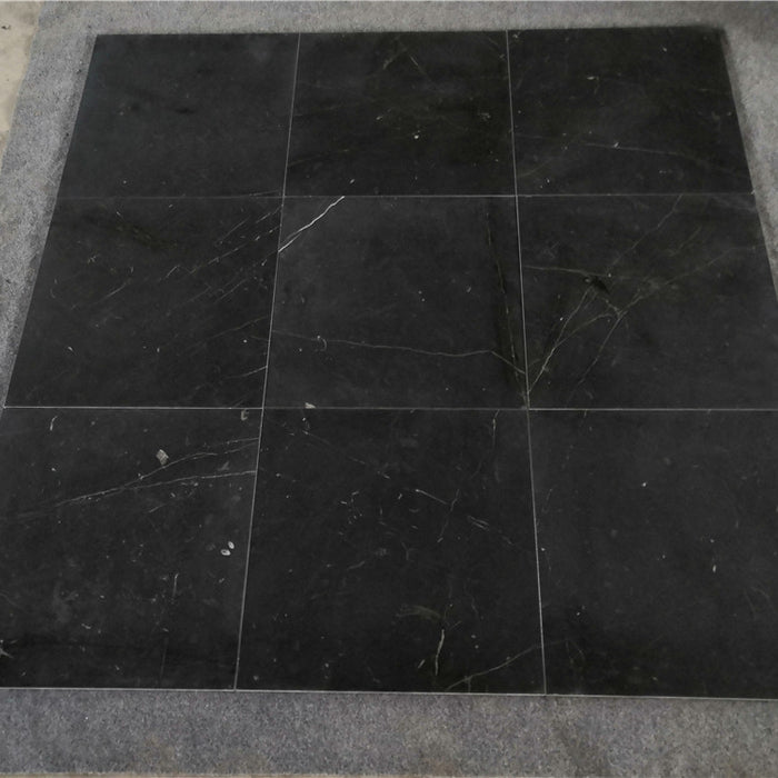 Nero Marquina Marble Tile - 12" x 12" Honed