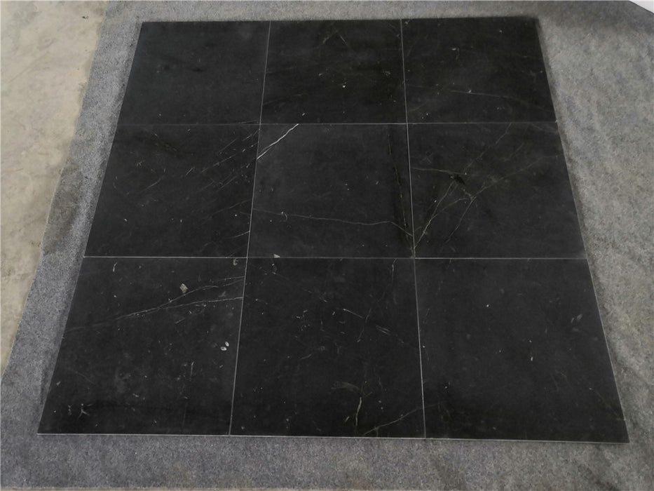 Nero Marquina Marble Tile - 12" x 12" Honed