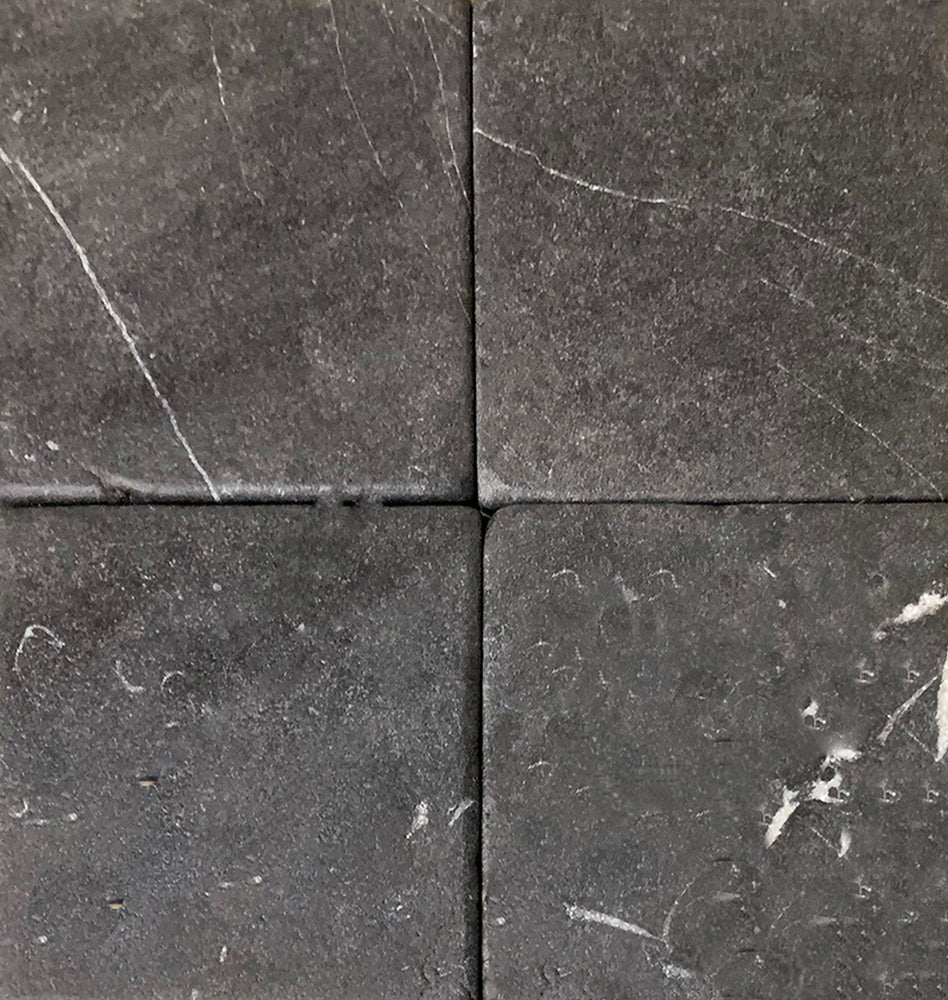 Full Tile Sample - Nero Marquina Marble Tile - 4" x 4" x 3/8" Tumbled