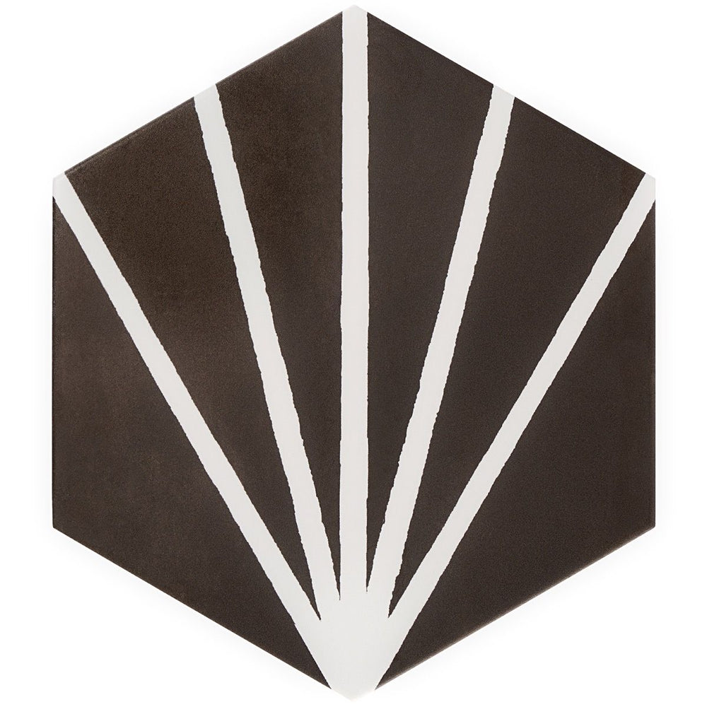 Radar Negro Striated Hexagon Porcelain Tile - Matte