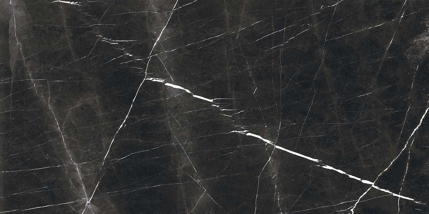 Full Tile Sample - Luxury Nero Marquina Porcelain Tile - 12" x 24" Matte