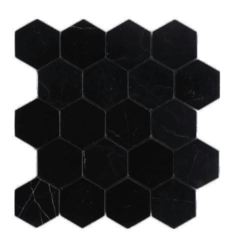 Nero Marquina Polished Marble Mosaic - 3" Hexagon
