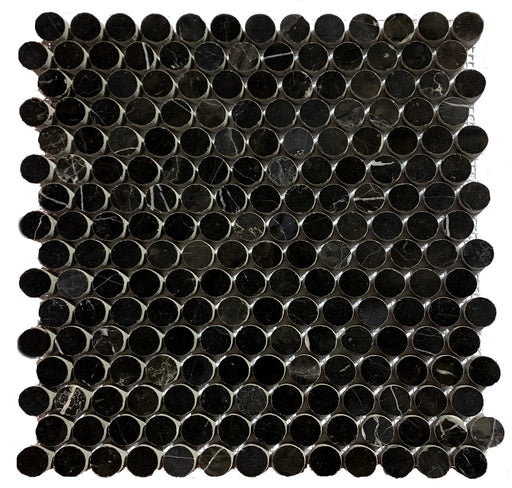 Nero Marquina Marble Mosaic - Penny Round Polished
