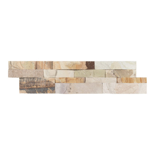Full Ledger Sample - New Honey Wheat Sandstone Ledgestone - 6" x 24" x 1/2" - 1 1/2" Natural Cleft Face, Gauged Back