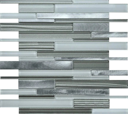 Nightfall Metallic Interlocking  Glass & Metal Mosaic - Linear