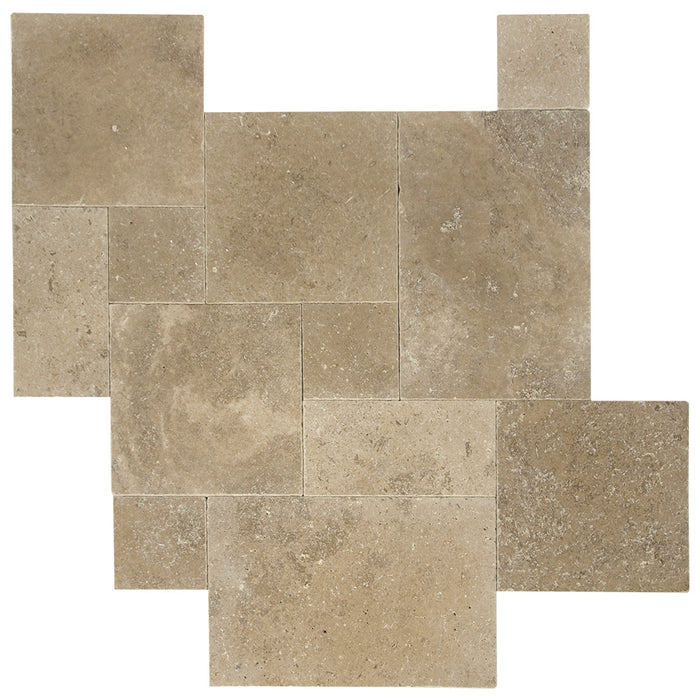 Noche Tumbled Travertine Paver Versailles Pattern