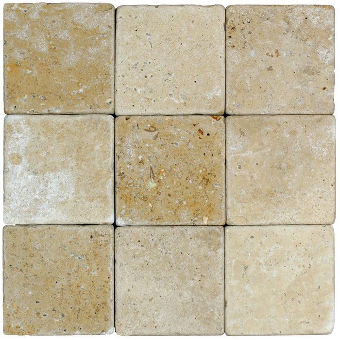 Full Tile Sample - Noche Cross Cut Travertine Tile - 12" x 12" x 3/8" Tumbled