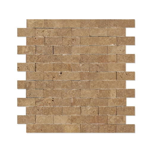 Noche Travertine Mosaic - 1" x 2" Brick Split Face