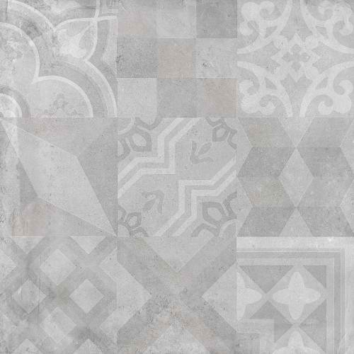 Alive Gray Deco Porcelain Tile - 24" x 24" x 3/8" Matte 