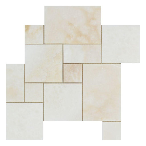 White Cross Cut Onyx Mosaic - Opus Mini Pattern Polished