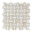 White Cross Cut Onyx Mosaic - Basket Weave with White Onyx Dots Polished