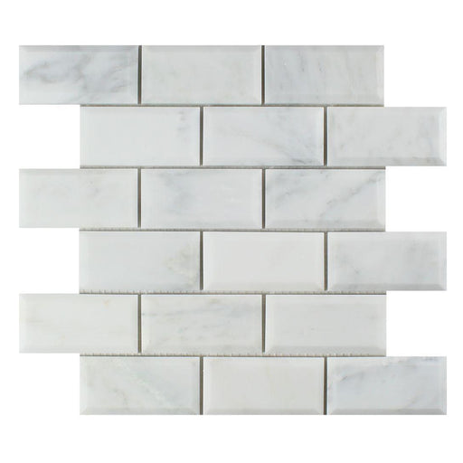 Oriental White Marble Mosaic - 2" x 4" Beveled Brick Polished
