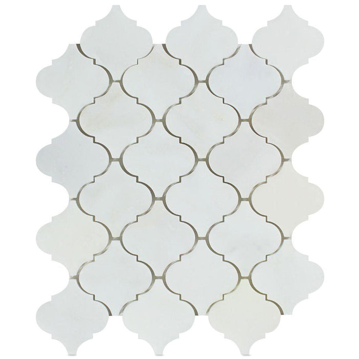 Oriental White Marble Mosaic - 3" Arabesque
