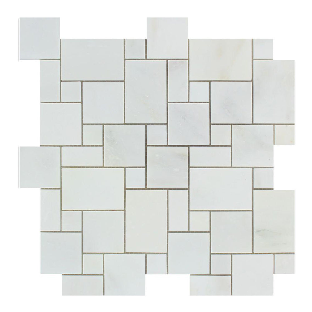Oriental White Marble Mosaic - Mini Versailles Pattern Polished