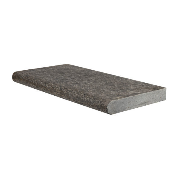Olympus Black Flamed & Tumbled Basalt Bullnose Coping - 12" x 24"