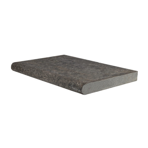 Olympus Black Flamed & Tumbled Basalt Bullnose Coping - 16" x 24"
