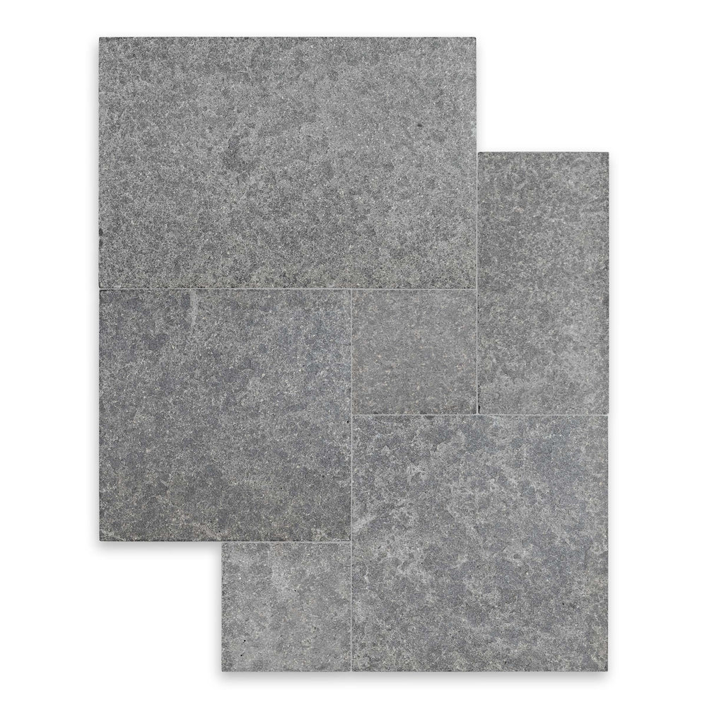 Olympus Black Flamed & Tumbled Basalt Paver Versailles Pattern - Various Sizes