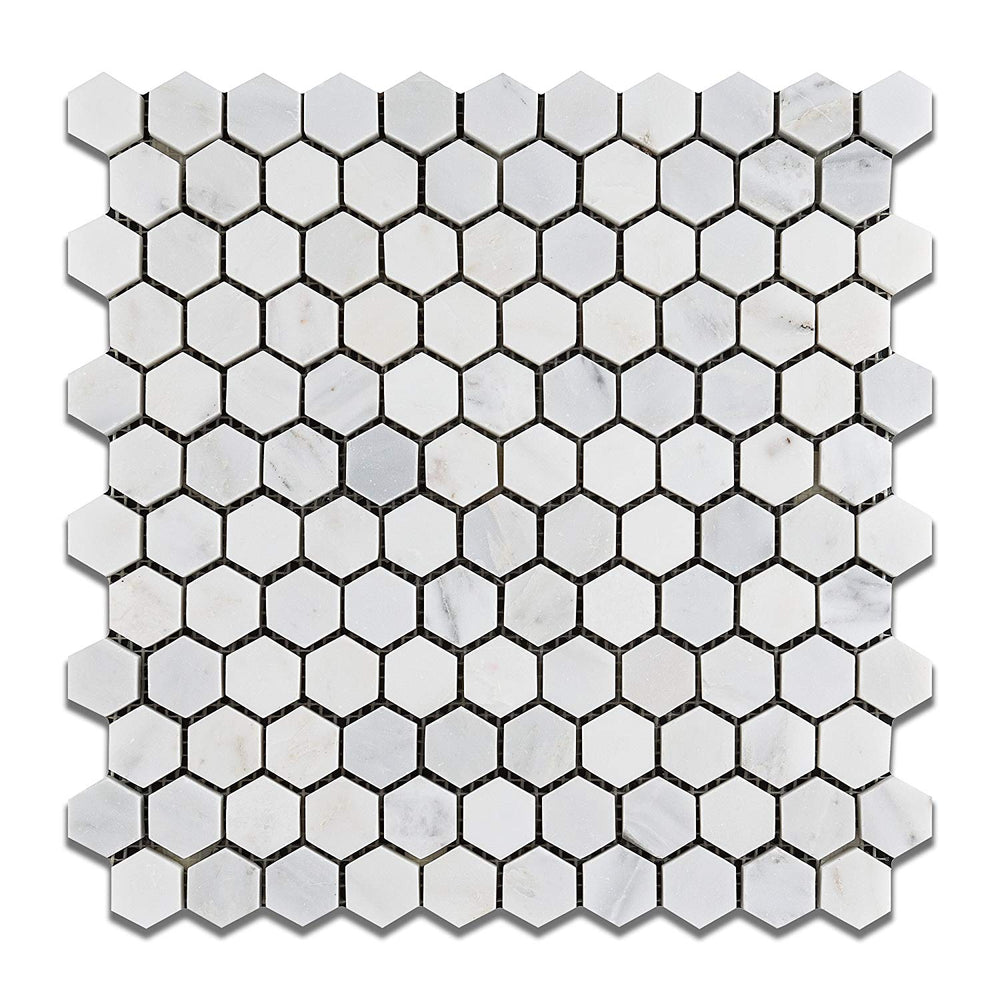 Oriental White Marble Mosaic - 1" Hexagon Polished