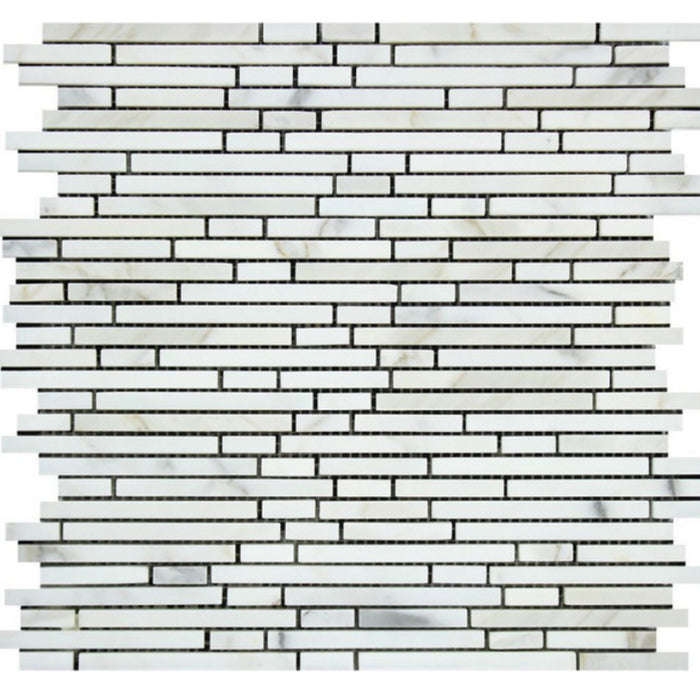 Oriental White Marble Mosaic - Bamboo Sticks Polished