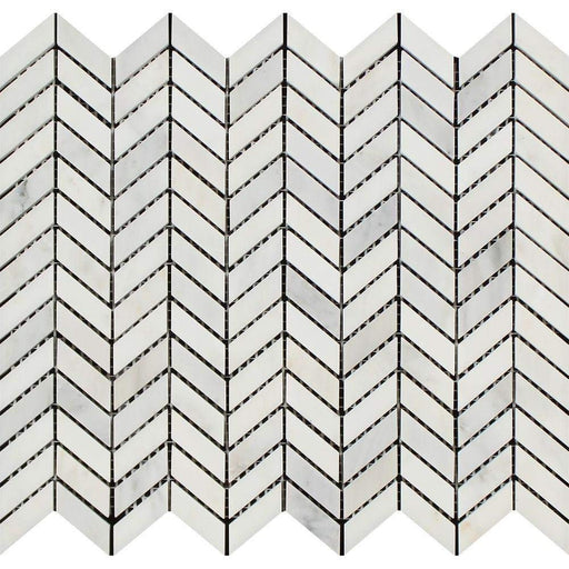 Oriental White Marble Mosaic - Mini Chevron Polished