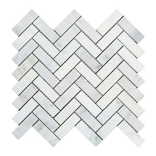 Oriental White Marble Mosaic - 1" x 3" Herringbone Polished