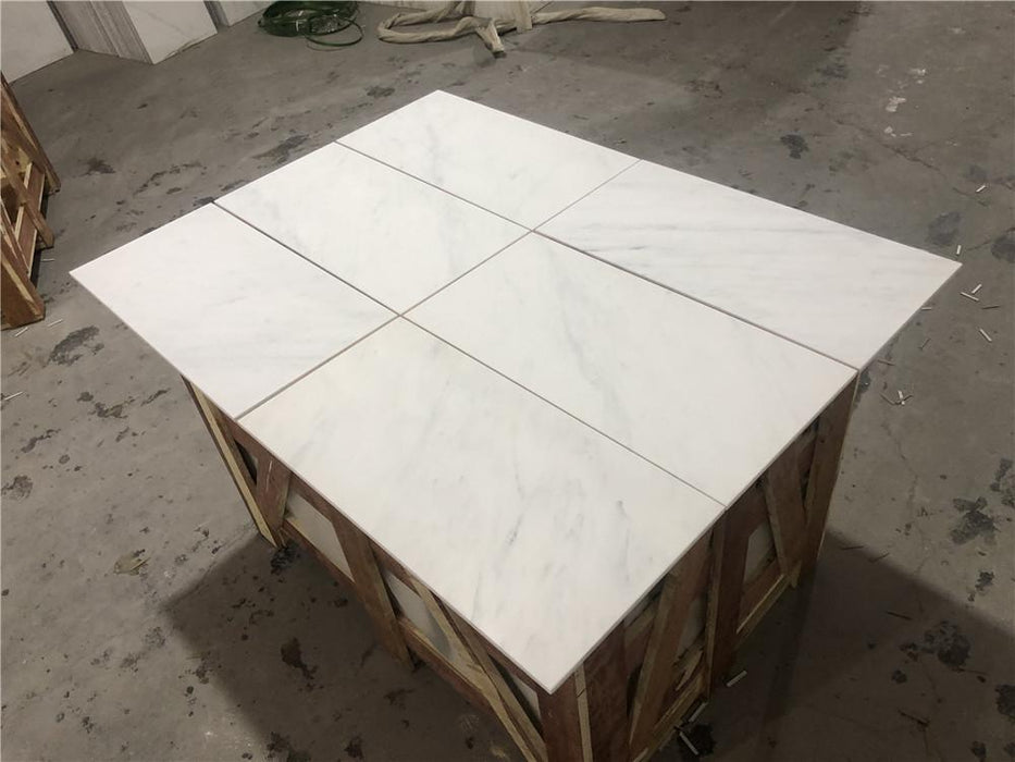 Oriental White Polished Marble Tile - 12" x 24"