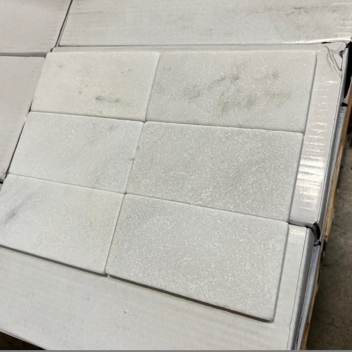 Oriental White Tumbled Marble Tile - 3" x 6" x 3/8"