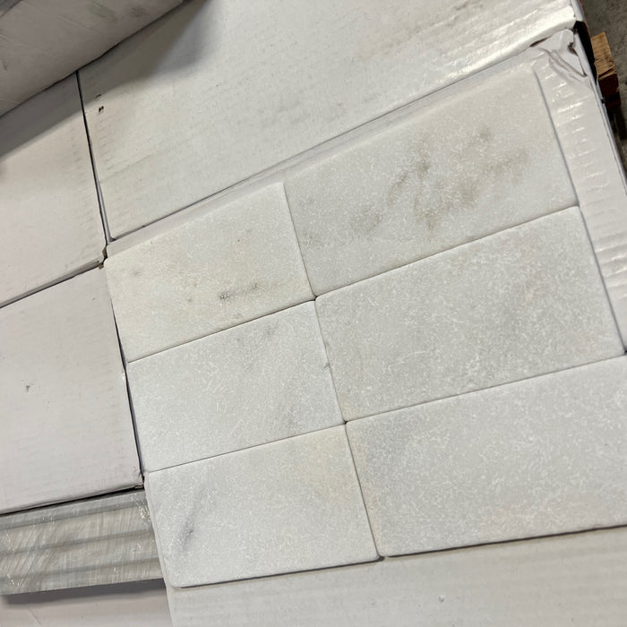 Oriental White Marble Tile - 3" x 6" x 3/8" Tumbled