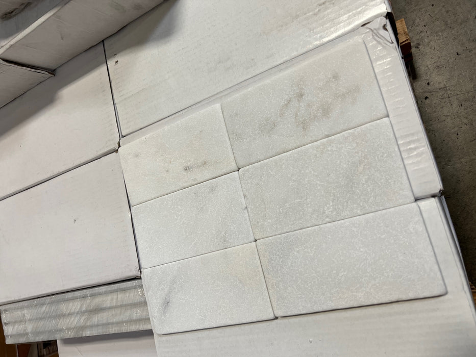 Oriental White Marble Tile - 3" x 6" x 3/8" Tumbled